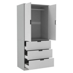 Urbn-Living Urbnliving 180Cm Height Grey Wardrobe With White 2 Door 3 Drawer Storage And Modern Hanging Rail Furniture - thumbnail 2