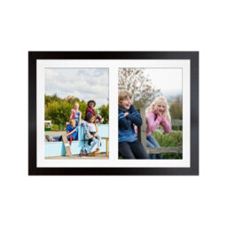AK Frames 20X14 Matte Black Modern Multi Photo Frame With White Mount - Holds 2 Apertures (2X) A4 Photos - thumbnail 1