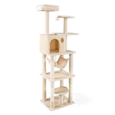 Costway 168 Cm Tall Cat Tree Multi-Level Cat Tower W/ 2 Perches Cat Condo Sisal-Covered Scratching Posts - image 1