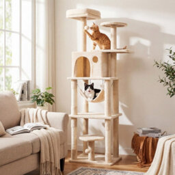 Costway 168 Cm Tall Cat Tree Multi-Level Cat Tower W/ 2 Perches Cat Condo Sisal-Covered Scratching Posts - thumbnail 3