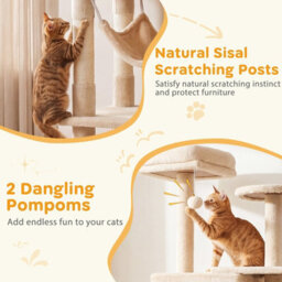 Costway 168 Cm Tall Cat Tree Multi-Level Cat Tower W/ 2 Perches Cat Condo Sisal-Covered Scratching Posts - thumbnail 6