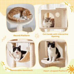 Costway 168 Cm Tall Cat Tree Multi-Level Cat Tower W/ 2 Perches Cat Condo Sisal-Covered Scratching Posts - thumbnail 4