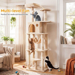 Costway 168 Cm Tall Cat Tree Multi-Level Cat Tower W/ 2 Perches Cat Condo Sisal-Covered Scratching Posts - thumbnail 7