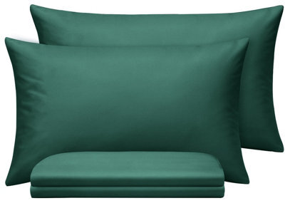 Oxford Homeware Plain Dyed Pillowcase Pair (W)50X(L)75 Cm- Soft Breathable Easy Care Standard Size Bed Pillow Covers Emerald Green - image 1