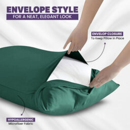 Oxford Homeware Plain Dyed Pillowcase Pair (W)50X(L)75 Cm- Soft Breathable Easy Care Standard Size Bed Pillow Covers Emerald Green - thumbnail 7