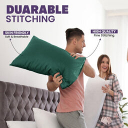 Oxford Homeware Plain Dyed Pillowcase Pair (W)50X(L)75 Cm- Soft Breathable Easy Care Standard Size Bed Pillow Covers Emerald Green - thumbnail 6