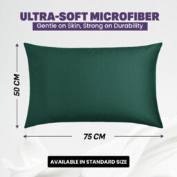 Oxford Homeware Plain Dyed Pillowcase Pair (W)50X(L)75 Cm- Soft Breathable Easy Care Standard Size Bed Pillow Covers Emerald Green - thumbnail 2