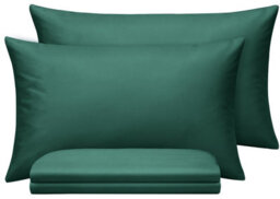 Oxford Homeware Plain Dyed Pillowcase Pair (W)50X(L)75 Cm- Soft Breathable Easy Care Standard Size Bed Pillow Covers Emerald Green - thumbnail 1