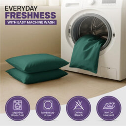 Oxford Homeware Plain Dyed Pillowcase Pair (W)50X(L)75 Cm- Soft Breathable Easy Care Standard Size Bed Pillow Covers Emerald Green - thumbnail 9