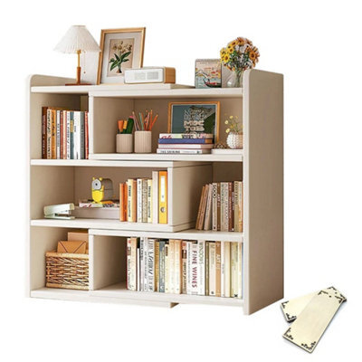 Stretchable Wooden Shelf 4 Tier Bookcase Display Storage Unit Stand - image 1