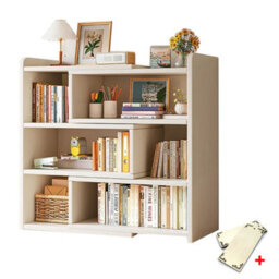 Stretchable Wooden Shelf 4 Tier Bookcase Display Storage Unit Stand - thumbnail 3