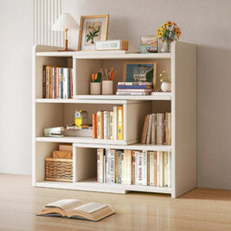 Stretchable Wooden Shelf 4 Tier Bookcase Display Storage Unit Stand - thumbnail 4