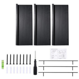 Black 3X Floating Wall Shelves Picture Ledge Display Book Hanging Shelf With Brackets - thumbnail 3
