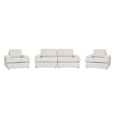 Beliani Living Room Set 5 Seater Alla Fabric Light Beige - image 1