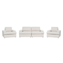 Beliani Living Room Set 5 Seater Alla Fabric Light Beige - thumbnail 1