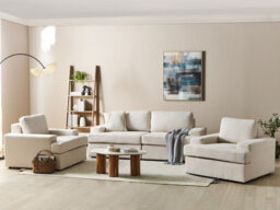 Beliani Living Room Set 5 Seater Alla Fabric Light Beige - thumbnail 2