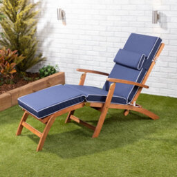 Alfresia Blue Steamer Deck Chair Garden Cushion With Luxury Thick Foam Filling - thumbnail 2