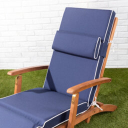 Alfresia Blue Steamer Deck Chair Garden Cushion With Luxury Thick Foam Filling - thumbnail 3