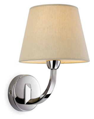Luminosa Lighting Luminosa Fairmont 1 Light Single Indoor Wall Light Polished Stainless Steel, Cream Linen Shade, E14