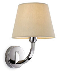 Luminosa Lighting Luminosa Fairmont 1 Light Single Indoor Wall Light Polished Stainless Steel, Cream Linen Shade, E14