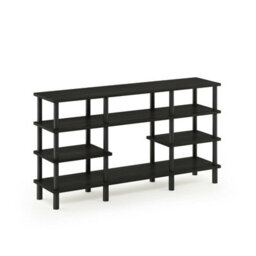 Walplus Furinno Turn-N-Tube 4-Tier Multipurpose Wide Shelf Tv Stand, Espresso/black - thumbnail 4