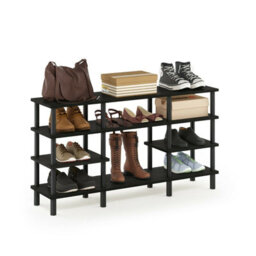 Walplus Furinno Turn-N-Tube 4-Tier Multipurpose Wide Shelf Tv Stand, Espresso/black - thumbnail 2