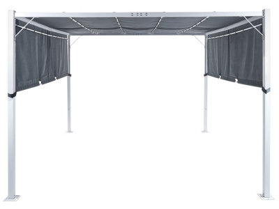 Wyld And Coco Gardenglow Pergola Grey 310 X 310 Cm - Powder-Coated Steel Frame, Sliding Fabric Canopy, Solar Led Lighting - image 1