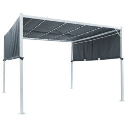 Wyld And Coco Gardenglow Pergola Grey 310 X 310 Cm - Powder-Coated Steel Frame, Sliding Fabric Canopy, Solar Led Lighting - thumbnail 6