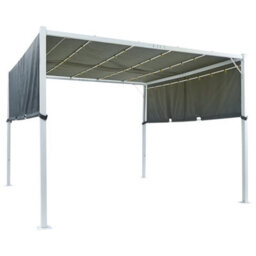 Wyld And Coco Gardenglow Pergola Grey 310 X 310 Cm - Powder-Coated Steel Frame, Sliding Fabric Canopy, Solar Led Lighting - thumbnail 7