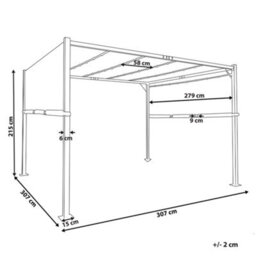Wyld And Coco Gardenglow Pergola Grey 310 X 310 Cm - Powder-Coated Steel Frame, Sliding Fabric Canopy, Solar Led Lighting - thumbnail 3