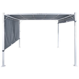 Wyld And Coco Gardenglow Pergola Grey 310 X 310 Cm - Powder-Coated Steel Frame, Sliding Fabric Canopy, Solar Led Lighting - thumbnail 4