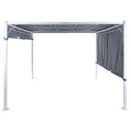 Wyld And Coco Gardenglow Pergola Grey 310 X 310 Cm - Powder-Coated Steel Frame, Sliding Fabric Canopy, Solar Led Lighting - thumbnail 5