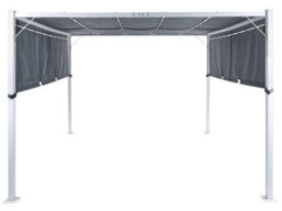 Wyld And Coco Gardenglow Pergola Grey 310 X 310 Cm - Powder-Coated Steel Frame, Sliding Fabric Canopy, Solar Led Lighting - thumbnail 1