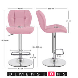 Modcraft Set Of 2 Pink Pu Leather Bar Stools , Adjustable Swivel Counter Chairs With Backrest - thumbnail 7