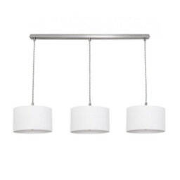 Valuelights Reni White Drum Shade 3 Drop Bar Chrome Diner Ceiling Pendant Light With Bulbs - thumbnail 2