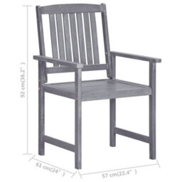 Garden Chairs 4 Pcs Solid Acacia Wood Grey - thumbnail 8