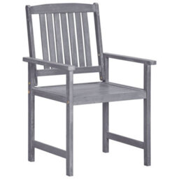 Garden Chairs 4 Pcs Solid Acacia Wood Grey - thumbnail 2