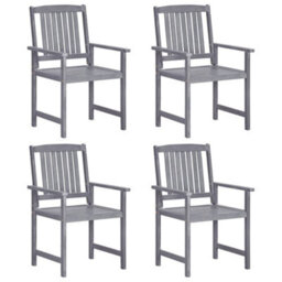 Garden Chairs 4 Pcs Solid Acacia Wood Grey - thumbnail 1