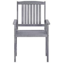 Garden Chairs 4 Pcs Solid Acacia Wood Grey - thumbnail 5
