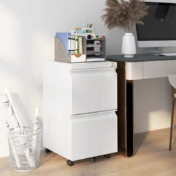 Vinsetto Metal File Cabinet With Lock Hanging Bar For Letter A4 Legal, White