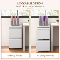 Vinsetto Steel File Cabinet With Lock Hanging Bar For Letter A4 Legal, White - thumbnail 6
