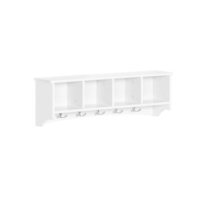 Sobuy Frg48-L-W, Wall Coat Rack Wall Display Storage Unit With 4 Components 5 Hooks,white,w72Xd15.5Xh23 - image 1