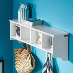 Sobuy Frg48-L-W, Wall Coat Rack Wall Display Storage Unit With 4 Components 5 Hooks,white,w72Xd15.5Xh23 - thumbnail 2