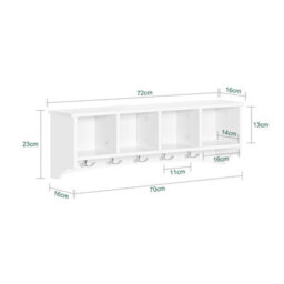 Sobuy Frg48-L-W, Wall Coat Rack Wall Display Storage Unit With 4 Components 5 Hooks,white,w72Xd15.5Xh23 - thumbnail 3