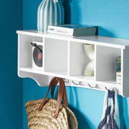 Sobuy Frg48-L-W, Wall Coat Rack Wall Display Storage Unit With 4 Components 5 Hooks,white,w72Xd15.5Xh23 - thumbnail 5
