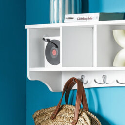 Sobuy Frg48-L-W, Wall Coat Rack Wall Display Storage Unit With 4 Components 5 Hooks,white,w72Xd15.5Xh23 - thumbnail 4