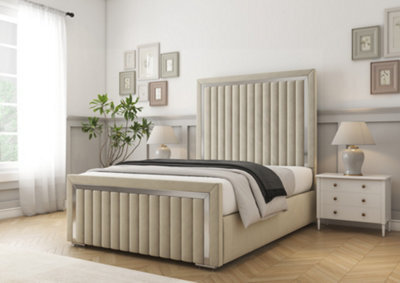 Comfort Beds Boston Chrome Cream Plush Bed Frame - image 1