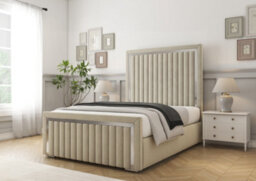 Comfort Beds Boston Chrome Cream Plush Bed Frame - thumbnail 1