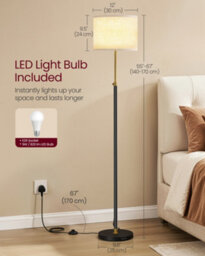Vasagle Floor Lamp For Living Room, Adjustable Height 140-170 Cm, Modern Standing Lamp With Foot Switch,gold And Black - thumbnail 6