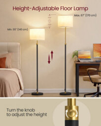 Vasagle Floor Lamp For Living Room, Adjustable Height 140-170 Cm, Modern Standing Lamp With Foot Switch,gold And Black - thumbnail 5